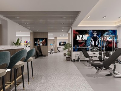 现代健身房3D模型下载